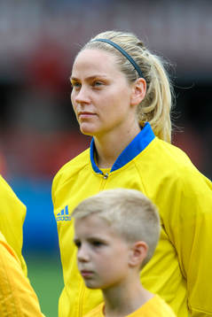 Sveriges Lisa Dahlkvist vid lineup innan kvartsfinalen