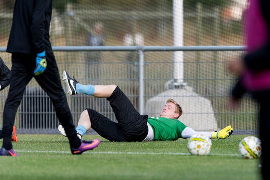 Varbergs målvakt Joakim Wulff före fotbollsmatchen i