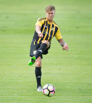 IFK Hässleholms Philip Wikström i matchen i division 2 mellan Torn och IFK Hässleholm i Stångby 6 augusti 2017.  