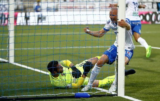 Norrköpings Andreas Johansson jublar vid mål 1-0 av