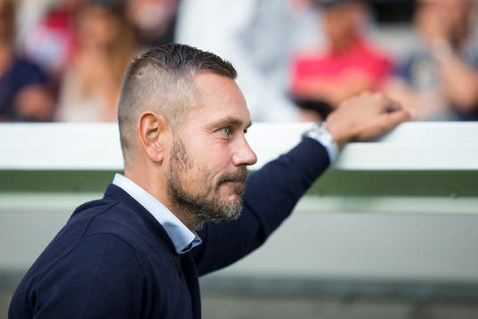 Örgrytes tränare Marcus Lantz innan fotbollsmatchen i Superettan mellan Örgryte och Frej den 18 augusti 2017 i Göteborg.