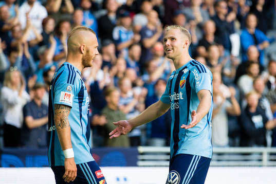Djurgårdens målskyttar, Magnus Eriksson (v) och Gustav Engvall (h)