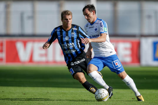 Norrköpings Nikola Tkalcic och Sirius Elias Andersson i