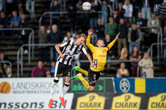 Landskronas Viktor Svensson i nickduell mot Elfsborgs Emir