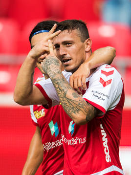  Kalmars Erton Fejzullahu jublar efter sitt 4-1 mål