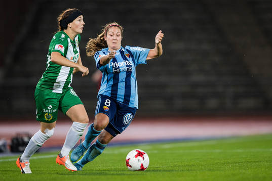 Hammarbys Helén Eke och Djurgårdens Michelle Wörner