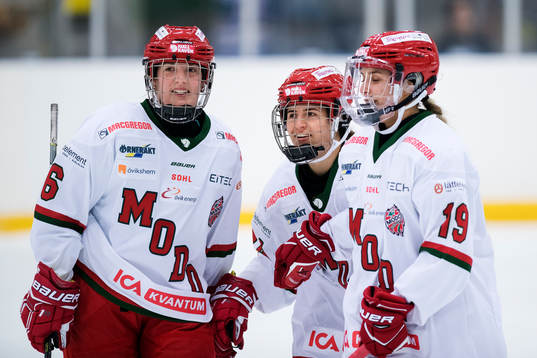 Modos Matilda Elfving och Kaitlyn Tougas jublar med