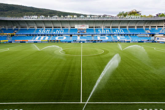 General interior view of Aker stadion ahead of the Eliteserien match between Molde and Odd on September 11, 2017 in Molde.