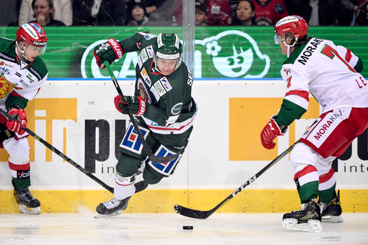 Frölundas Victor Olofsson och Moras Erlend Lesund