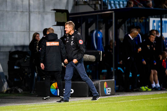 Lars Arne Nilsen, head coach of Brann, celebrates