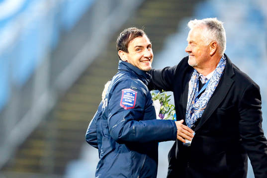 Norrköpings Nikola Tkalcic och ordförande Peter Hult