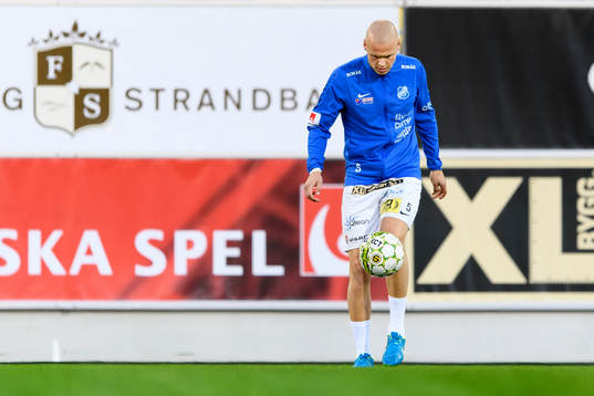 Norrbys Jesper Brandt före fotbollsmatchen i Superettan