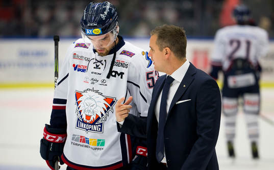 Linköpings Eddie Larsson och tränare Dan Tagnes