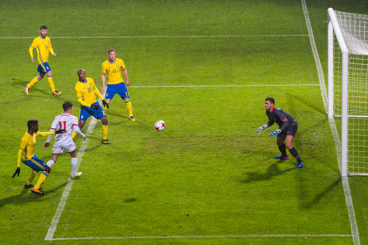 Sveriges Joel Asoro, Carlos Strandberg, Gustav Engvall och