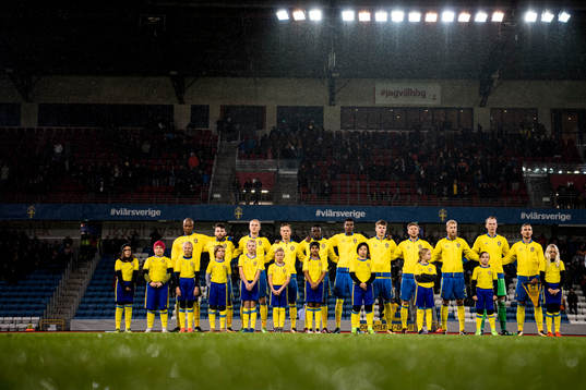 Sveriges spelare står uppställda
