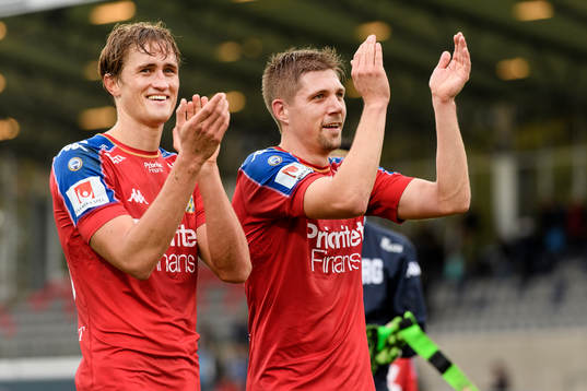 IFK Göteborgs Thomas Rogne och Mikael Boman jublar