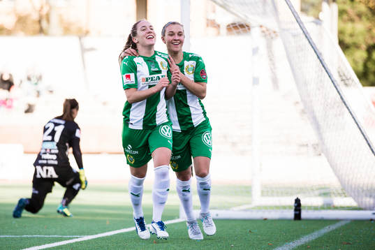 Hammarbys Alma Nygren och Julia Zigiotti Olme jublar