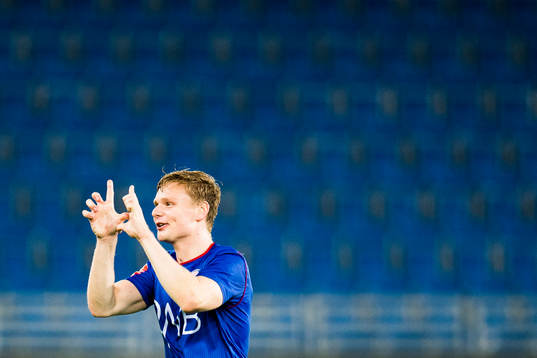 Simen Kristiansen Juklerød of Vålerenga celebrates 4-1 during the Eliteserien match between Vålerenga and Aalesund on October 15, 2017 in Oslo.
