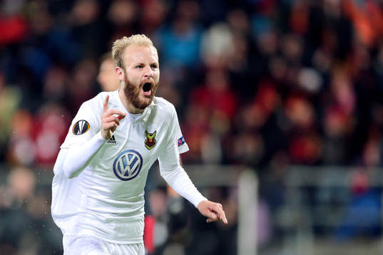 Östersunds Curtis Edwards jublar efter 2-1