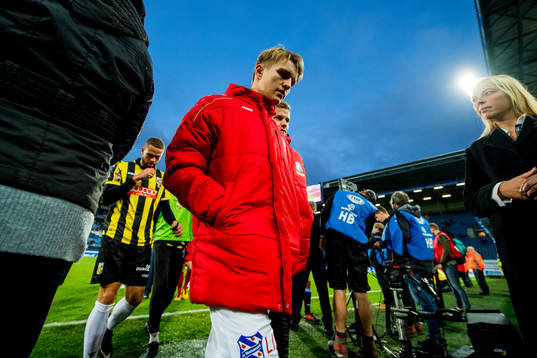 Martin Ødegaard of Heerenveen walks off the pitch