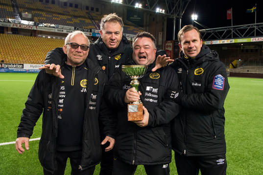 Elfsborgs tränarstab med lagledare Jan Nilsson, tränare