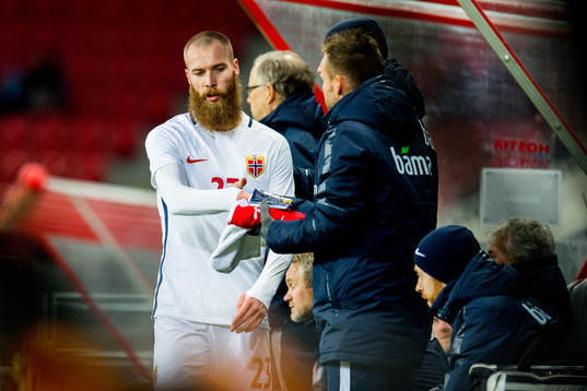 Jo Inge Berget of Norway is substituted off the pitch