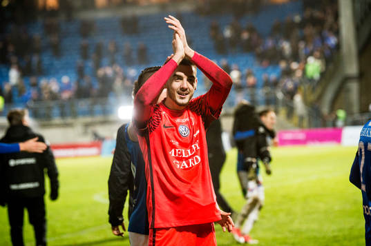 Trelleborgs målvakt Marko Johansson jublar