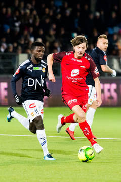 Francisco Júnior of Strømsgodset and Jakob Orlov of Brann