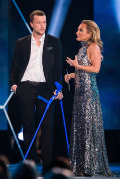 Jakob Johansson och programledare Frida Nordstrand