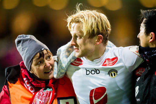 Eirik Birkelund of Sogndal with an injury