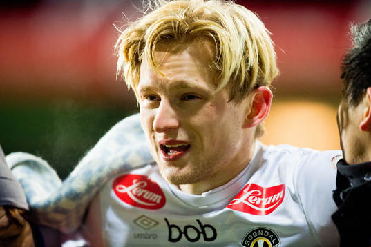 Eirik Birkelund of Sogndal with an injury