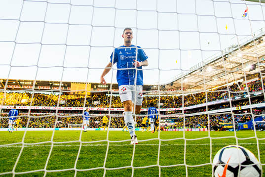 Joackim Jørgensen of Sarpsborg 08 picks up the ball from