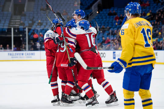 Tjeckiens spelare jublar