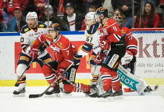 Djurgårdens Niclas Bergfors och Markus Ljungh samsa