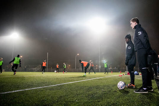 Landskronas Thierry Zahui och U19-spelaren Antonio Bellini