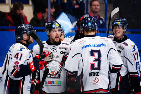 Linköpings Andrew Gordon jublar med lagkamrater