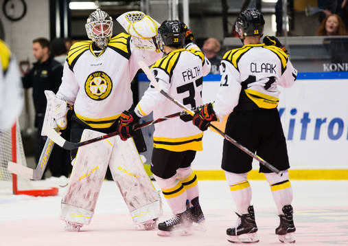 Brynäs målvakt David Rautio, Elias Fälth  och Kevin