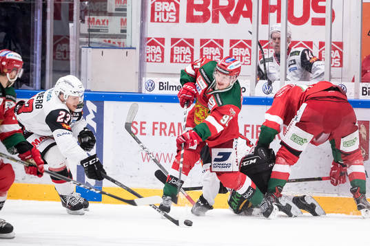 Moras David Kase och Malmö Redhawks Christoffer Forsberg