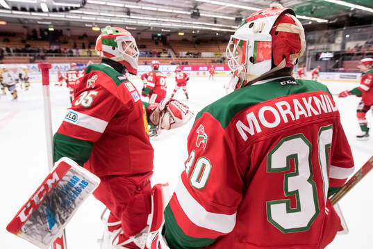 Moras målvakt Christian Engstrand och målvakt Mattias