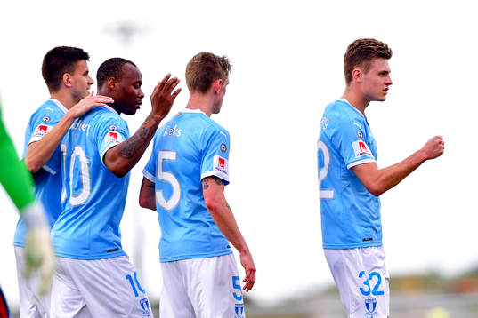 Malmö FFs Alexander Jeremejeff, Carlos Strandberg, Sören