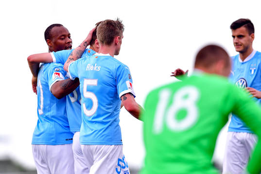 Malmö FFs Carlos Strandberg, Sören Rieks och Mattias