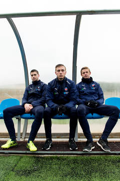 Helsingborgs Mattias Almeida, Casper Seger och Carl Thulin på ett träningsläger den 5 februari 2018 i Salou. 