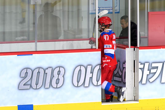 Anna Shokhina of OAR (Russia) goes into the penalty box