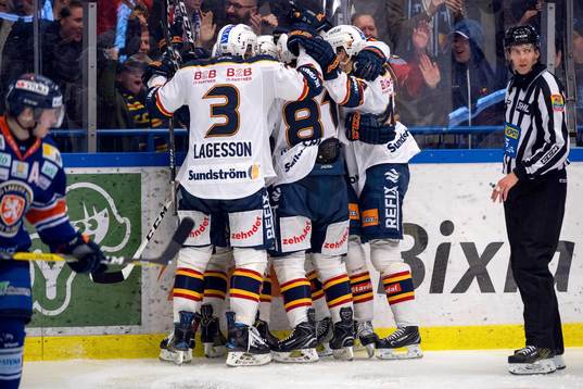 Djurgårdens Mikael Ahlén jublar med lagkamrater