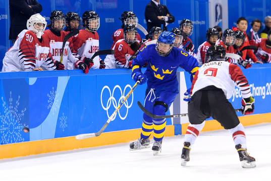 Sara Hjalmarsson of Sweden in the women's ice hockey game