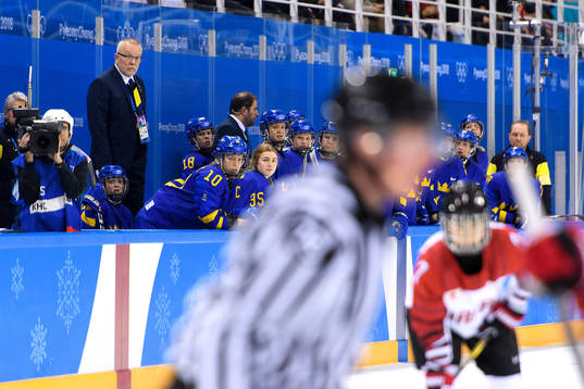 Leif Boork, head coach of Sweden, in the women's ice hockey