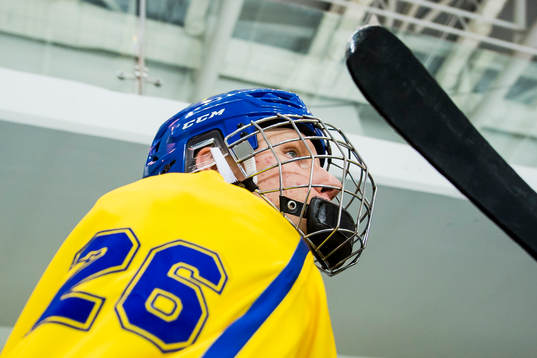 Rasmus Dahlin of Sweden arrives the warm up