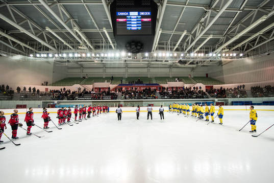 Lineup prior the Men's Ice Hockey International Friendly