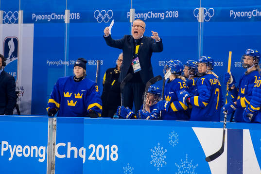 Leif Boork, head coach of Sweden, in the Women's Ice Hockey