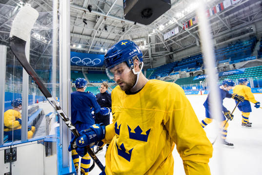 Mikael Wikstrand of Sweden leaves the ice